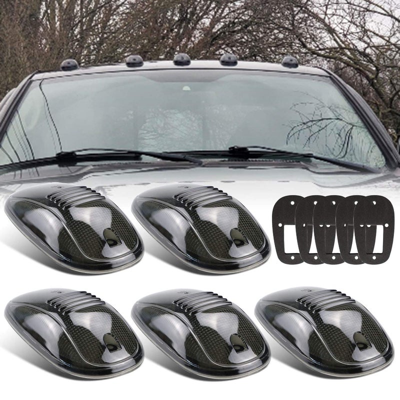 Tresound Cab Roof Top Marker Lights Cover for 2003-2016 Dodge Ram 1500 2500 3500 (Smoked Lens) - Image 1